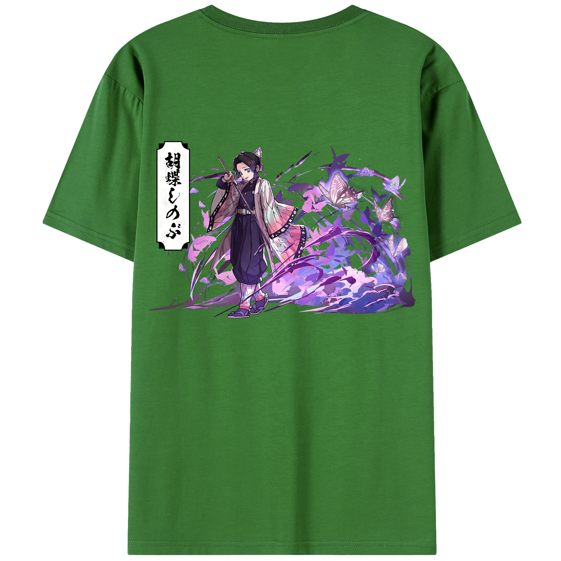 （画像用） 鬼滅の刃（きめつのやいば）蟲柱-胡蝶 しのぶ／こちょう しのぶ Kochou Shinobu レディース半袖Tシャツ(バックプリント)